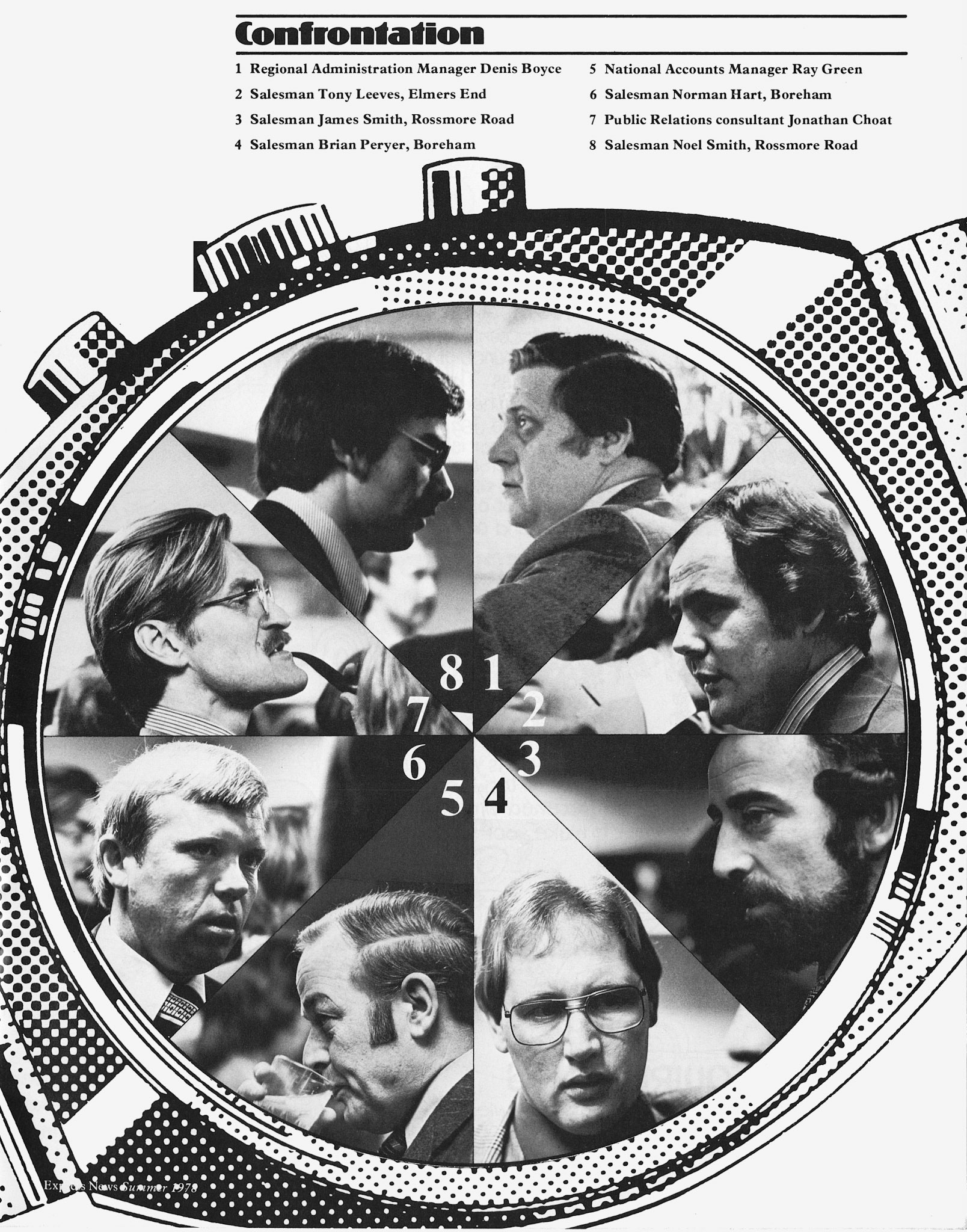 1978 Eden Vale conference at the Westmoreland Hotel, London, with Denis Boyce, Tony Leeves, James Smith, Brian Peryer, Ray Green, Norman Hart and Noel Smith. (Express News Summer)