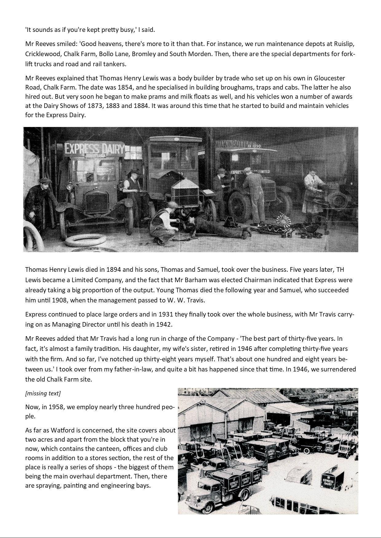 2023 T H Lewis History Page 2 (Express Dairy Tales publication)