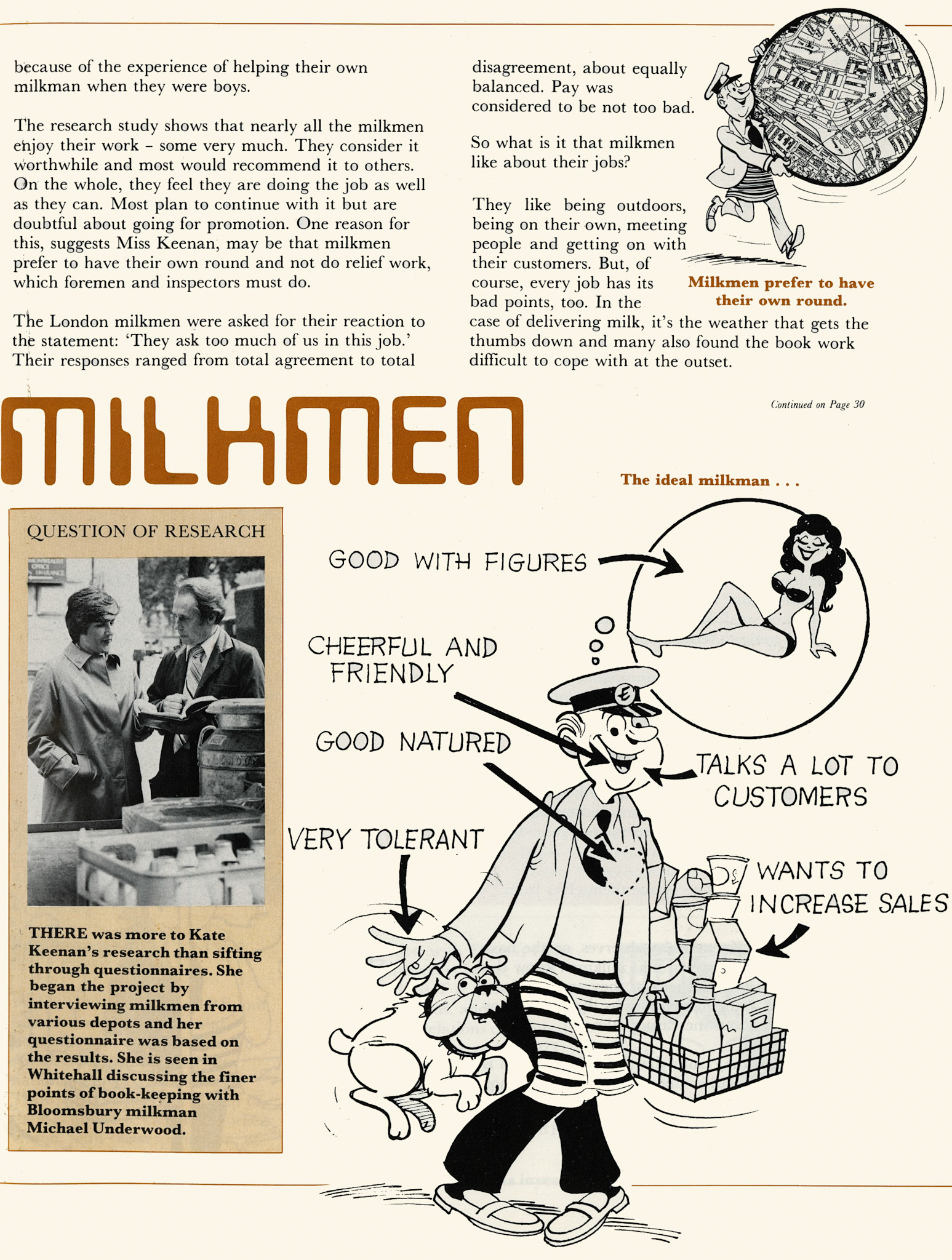 1980 Milkmen's survey results by Miss Kate Keenan from Birkbeck College, London. Page 2 (Express News October)