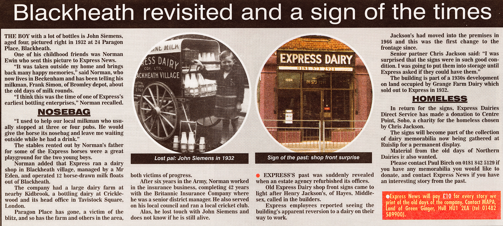 1998 Blackheath Depot stories and Hayes, Middlesex sign revealed (Courtesy Michael Aldread)