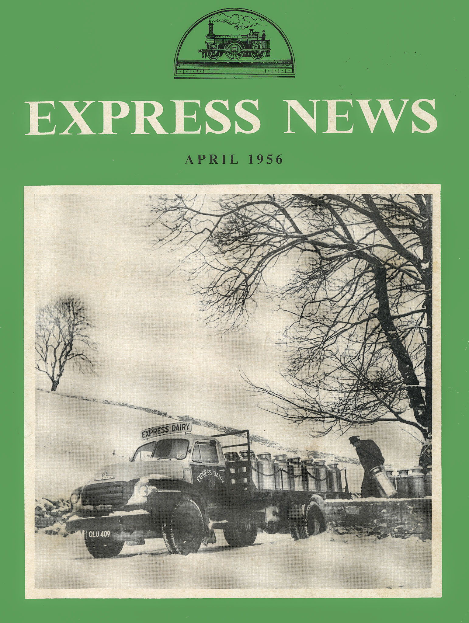 1956 Joe Dakin at a Peak District churn stand in the snow. (Express News Front Cover, April)