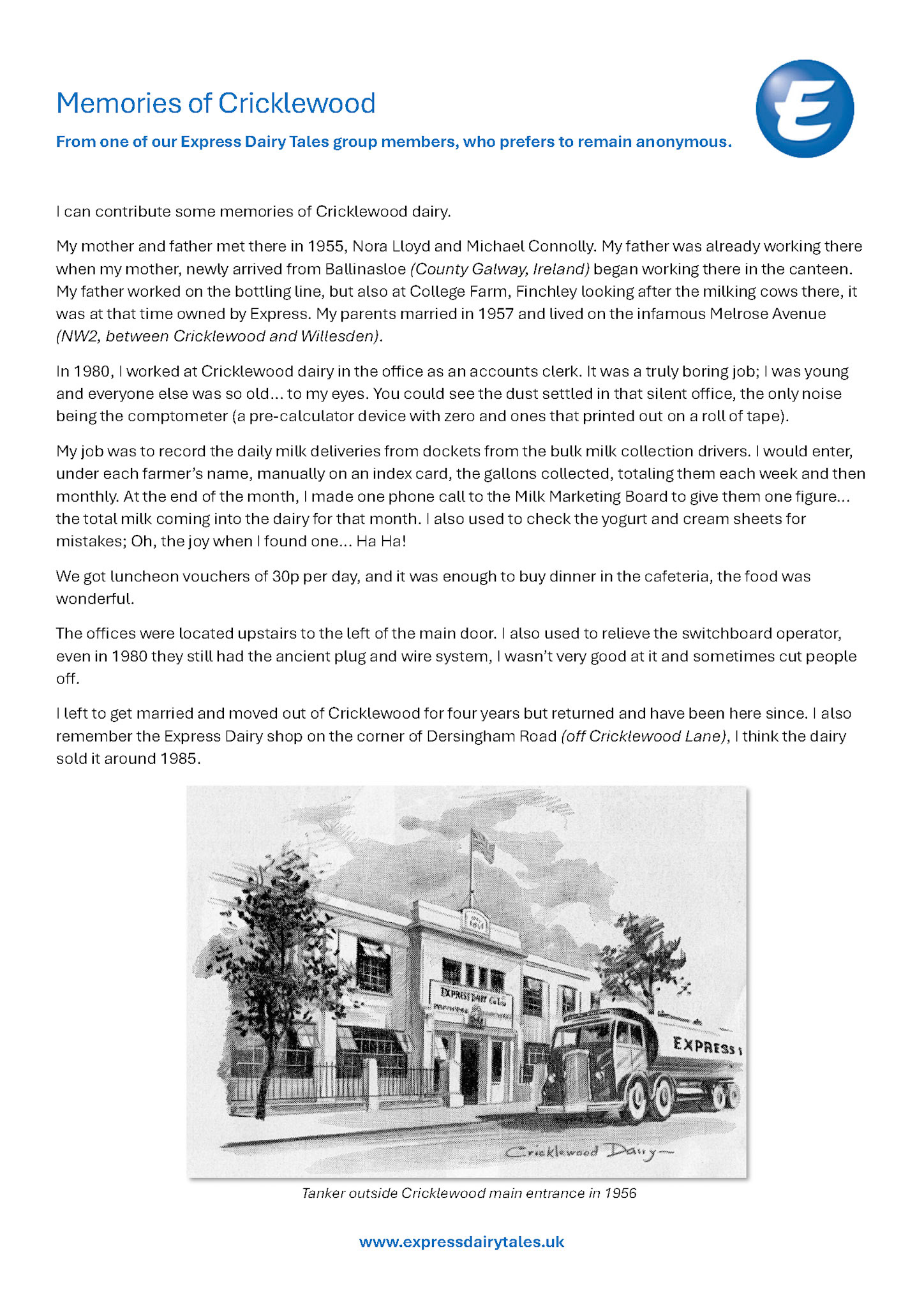 2026 Memories of Cricklewood Dairy (Anon)