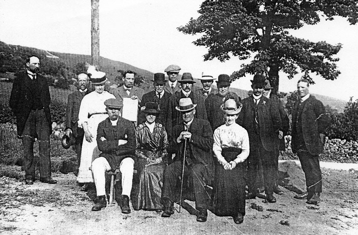 1914 Glutton Bridge Dairy. Alan Salt comments "Earl Sterndale and Longnor Dairy Association Cheese factory at Glutton Bridge - Official opening event June 22nd 1914-Many local names i.e. Cundy, Slack, Mellor, Heathcote, Garnett, etc in attendance" (Courtesy Alan Salt)
