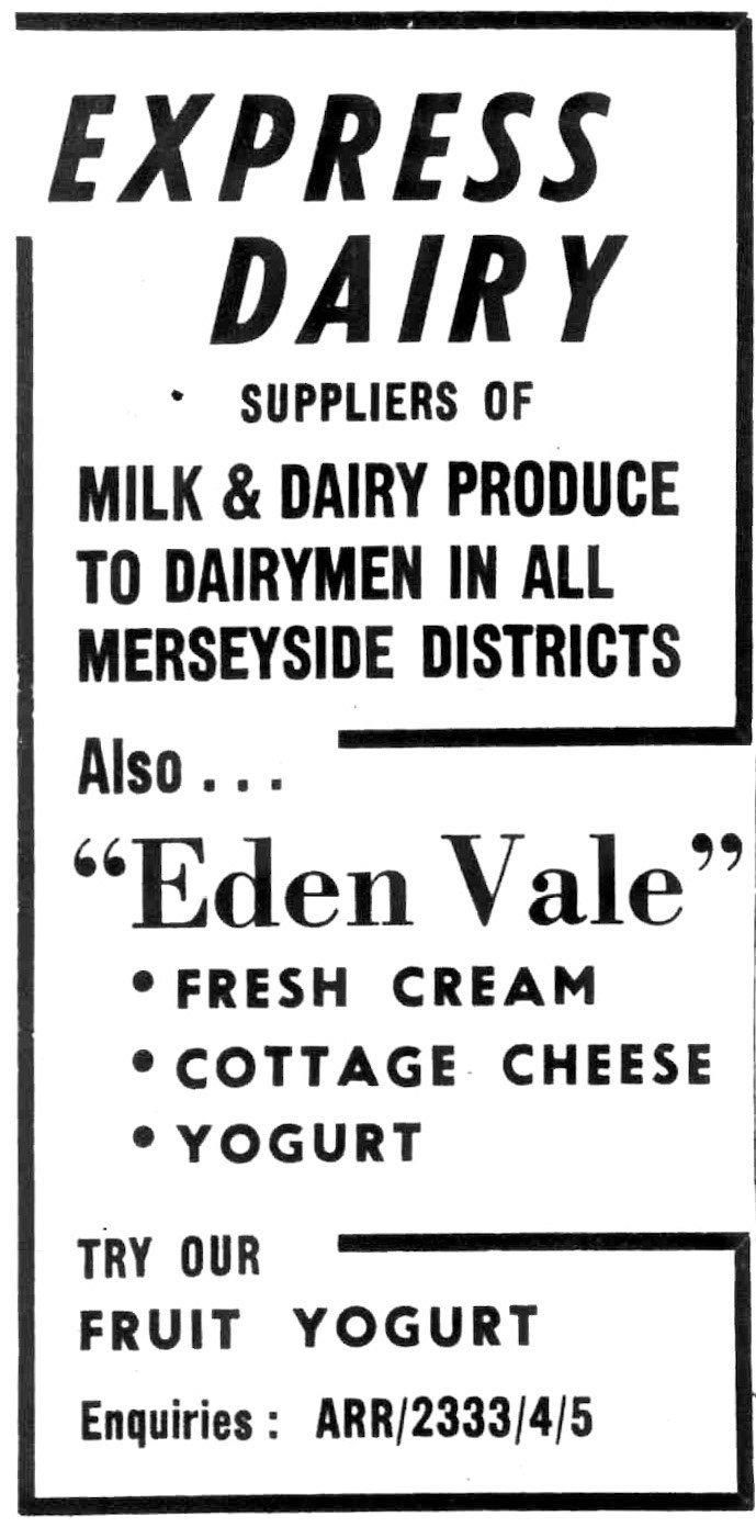 1965 Express and Eden Vale advert. (Courtesy Liverpool Daily Post - Thursday 15 July)
