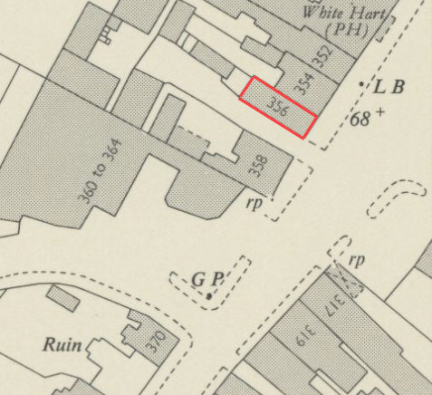 1954 map showing location of H.E. Robinson Dairy at 356 London Road, Mitcham, Surrey (Courtesy Mitcham History, National Library of Scotland)