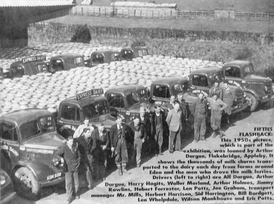 1950's Appleby Creamery churn lorry line-up with driver's names. Picture courtesty of Iain Dargue
