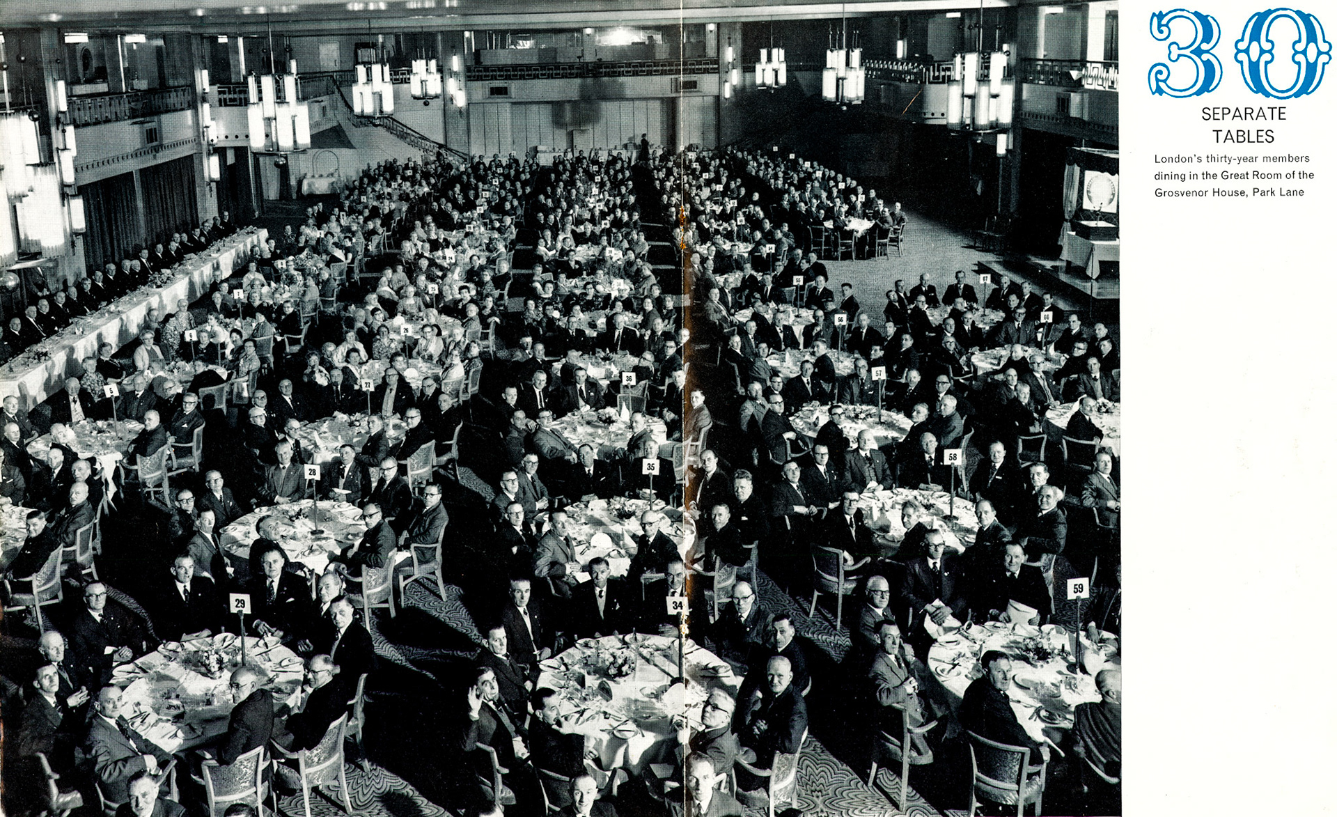 1961 London 30-year long service dinner at the Grosvenor House Hotel, Park Lane. (LSA Annual Review)
