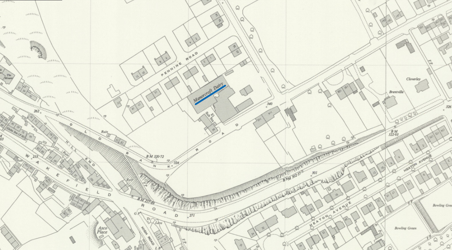 1921 Manorcroft Dairy Location. Now the site of the Manor Croft Care Home. (Courtesy National Library of Scotland)