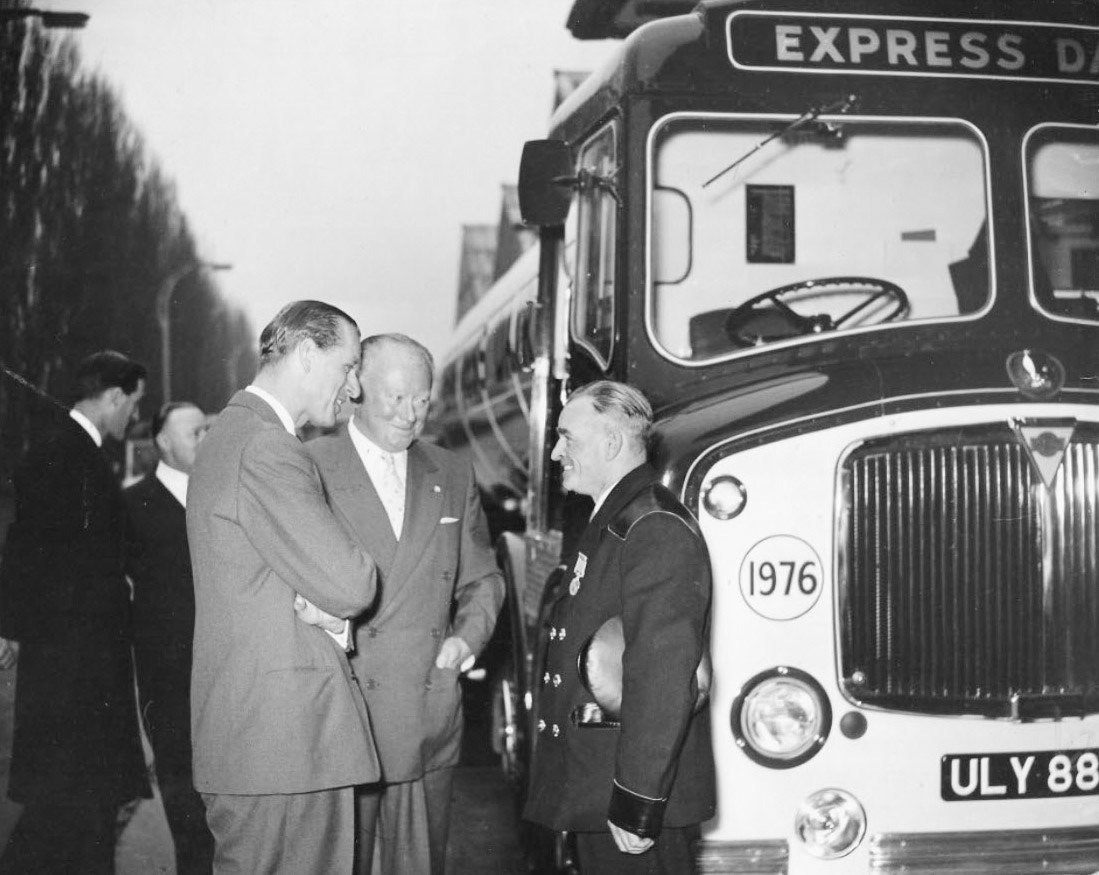 1957 Royal Visit to South Morden Dairy with the Duke of Edinburgh and Walter Nell, with Tanker Driver Mr Charles Denny (Courtesy Brian Wastell)