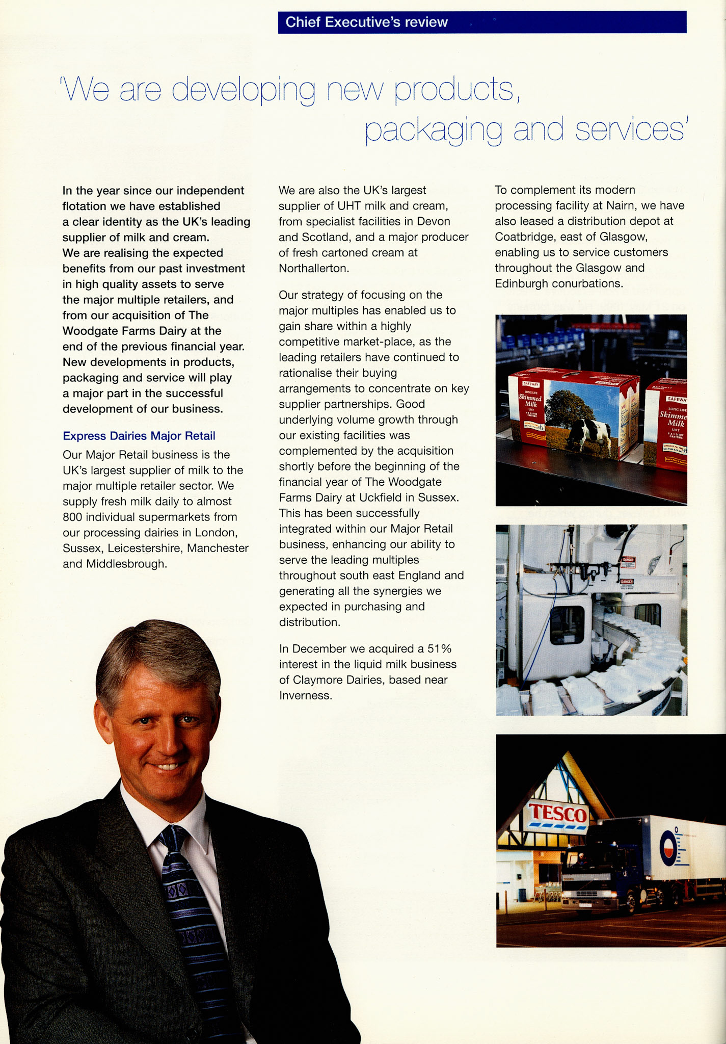 1999 Express Dairies plc Annual Report Page 4 (Courtesy Paul Smith)