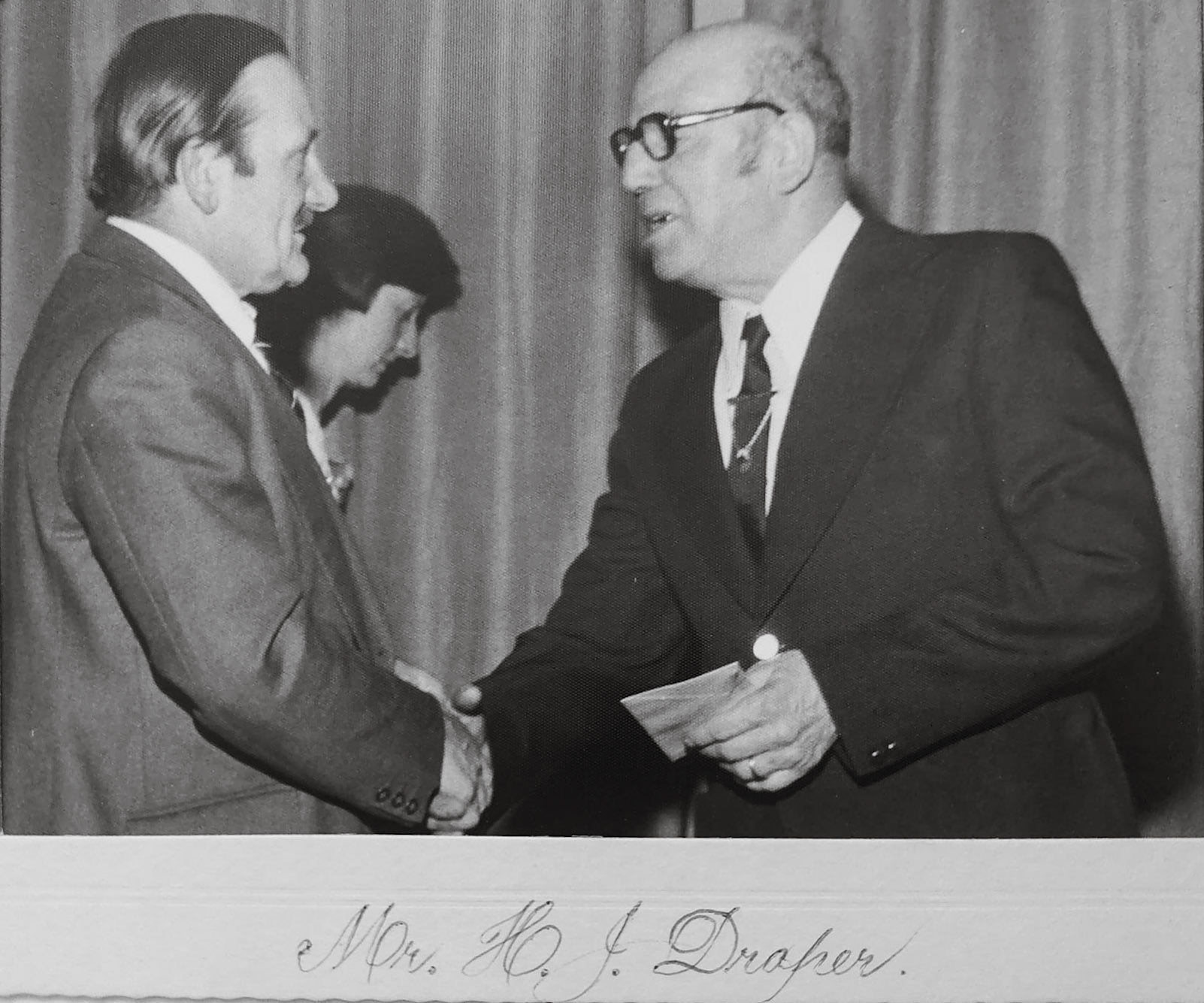 1977 Harry Draper. Tracey King comments "Looking through old photos and came across this. My grandad Harry Draper (HGV Driver) receiving his 40 year service award in 1977. ❤️ (Courtesy Tracey King)