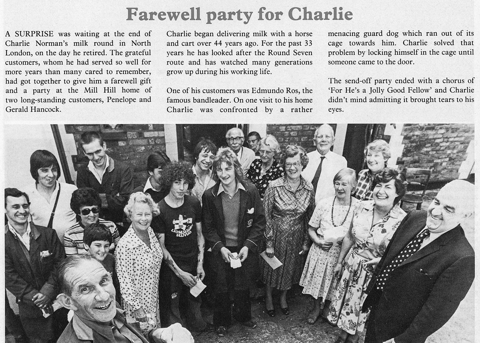 1980 Charlie Norman's last milk round at Mill Hill Depot