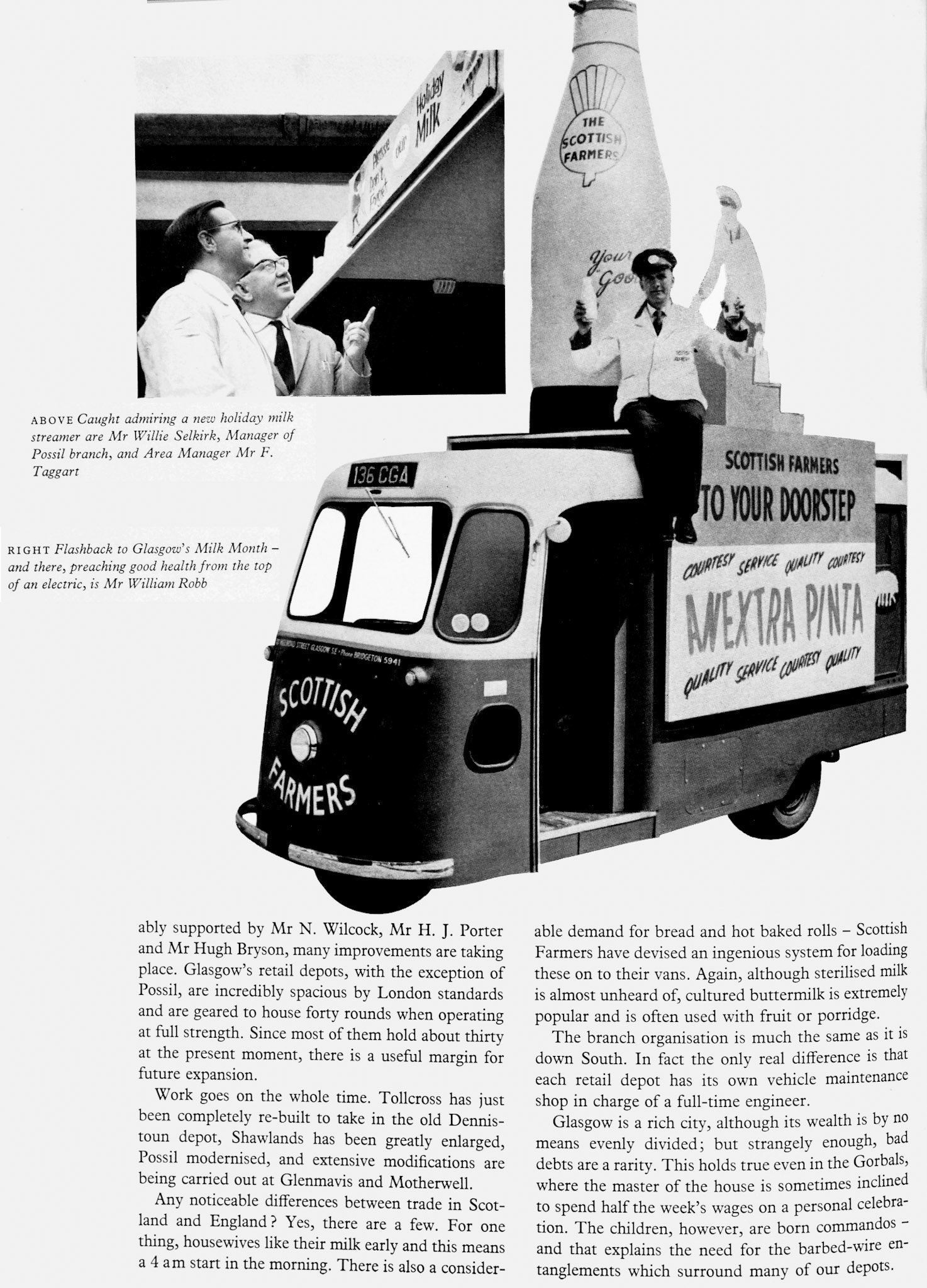 1961 History of the Scottish Division explained. Renovation of retail depots, including Tollcross, Shawlands, Possil, Glenmavis and Motherwell. (Express News Autumn)