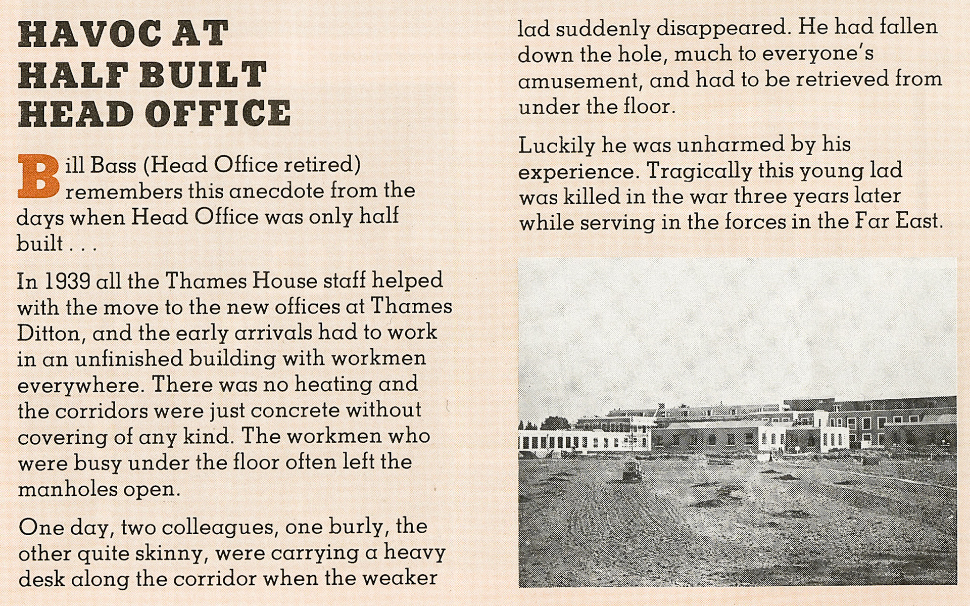 1939 MMB HQ at Thames Ditton wasn't finished when staff moved there from Thames House, Millbank, London. (Insert in MMB Magazine, 1983 Sept-Oct, courtesy Andy Wallis)