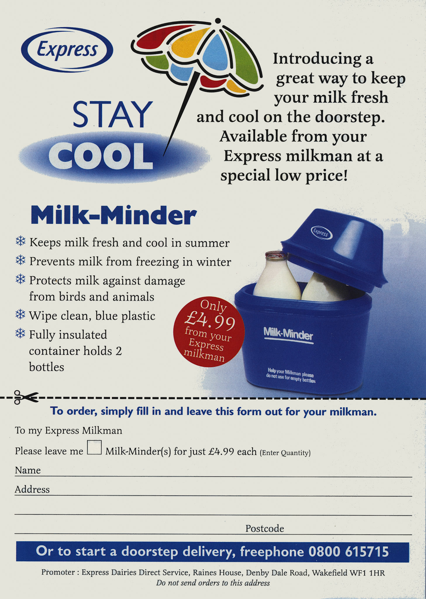 2001 Publicity Leaflet-Stay Cool, Milk Minder. (Courtesy Dave Fane)