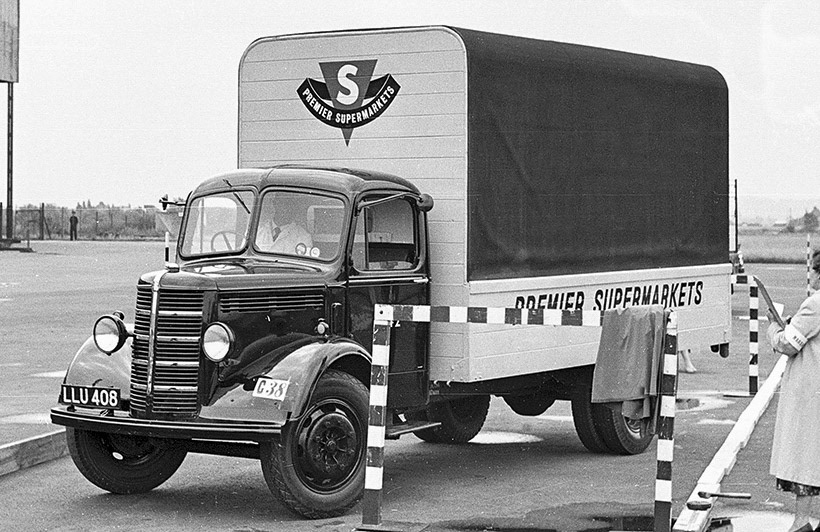 1955 Seen at one of the many Lorry Driver of the Year competitions, this small Bedford supplied fruit and veg to the early Premier supermarkets, from their inception in 1955. Fleet no 1142 was new in June 1950, on chassis no OLAC142505, and was supplied by SMT Sales of Church Street, Carlisle, for £500, with the produce body adding a further £180. Disposal came in January 1959 to Hamptons, Fenstanton, for £110. (Courtesy The Express Dairy Motorised Fleet, Allan Bedford, Heritage Machines)