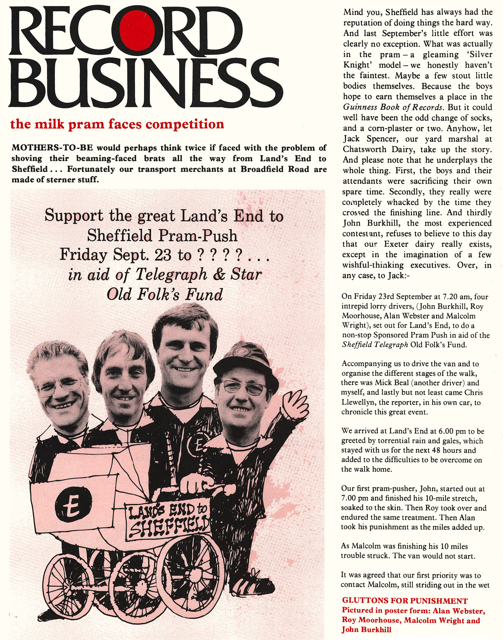 1977 Land's End to Sheffield Pram Push. (Express News Christmas)