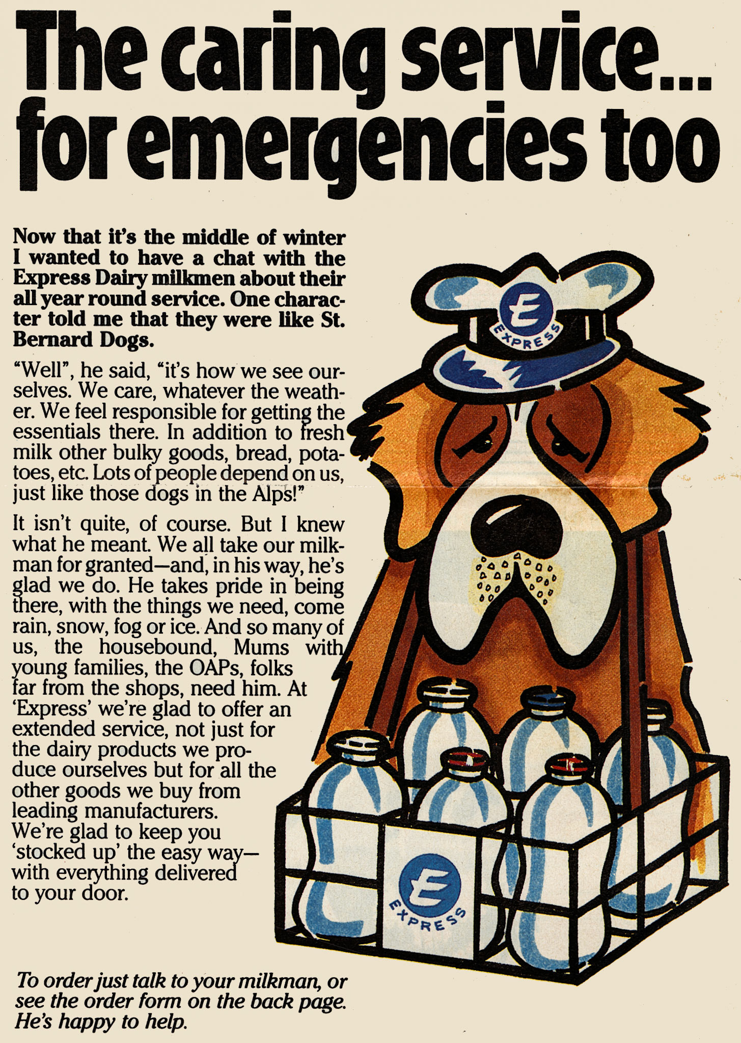 1986 February The Dairy Express - advert from first edition of this newsletter (Courtesy Michael Aldread)