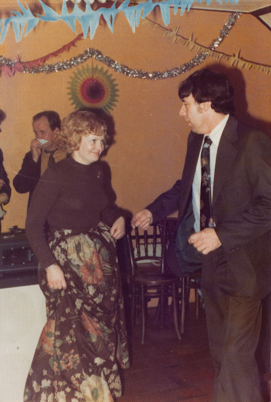 198? Minsterley Christmas Party. Kenneth Carswell identifies Tony Bishton and his wife Doreen nee Lakelin (Lavinia Morgan's sister). (Joe Lyons Collection)