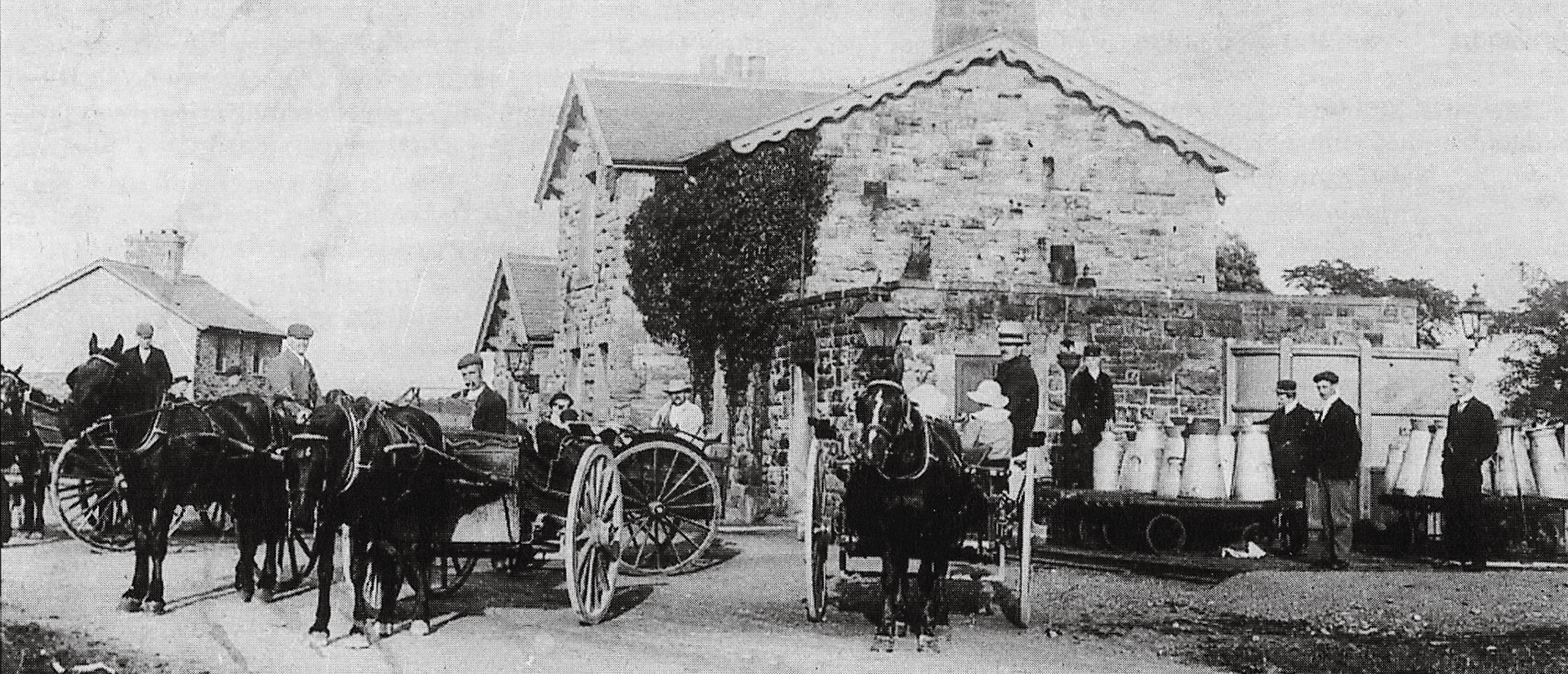 1900's Milk carts and churns at Askrigg Station. (From 'The Wensleydale Railway', Author Christine Hallas, published  2004)