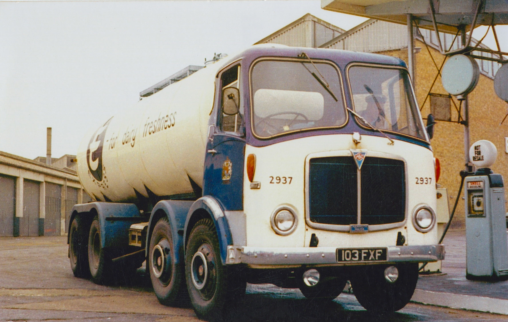 1960s AEC Tanker 103 FXF, Co: 2937 Philip Boyd comments "At Ruislip by the fuel pump." (Courtesy Dave Fane)