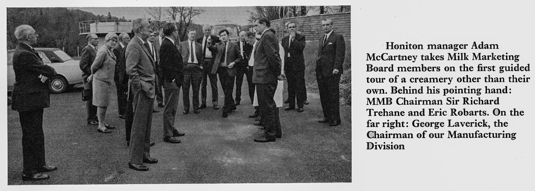 1970 Honiton Manager Adam McCartney gives MMB members a guided tour, with Eric Robarts and George Laverick (Courtesy Doreen Williams)