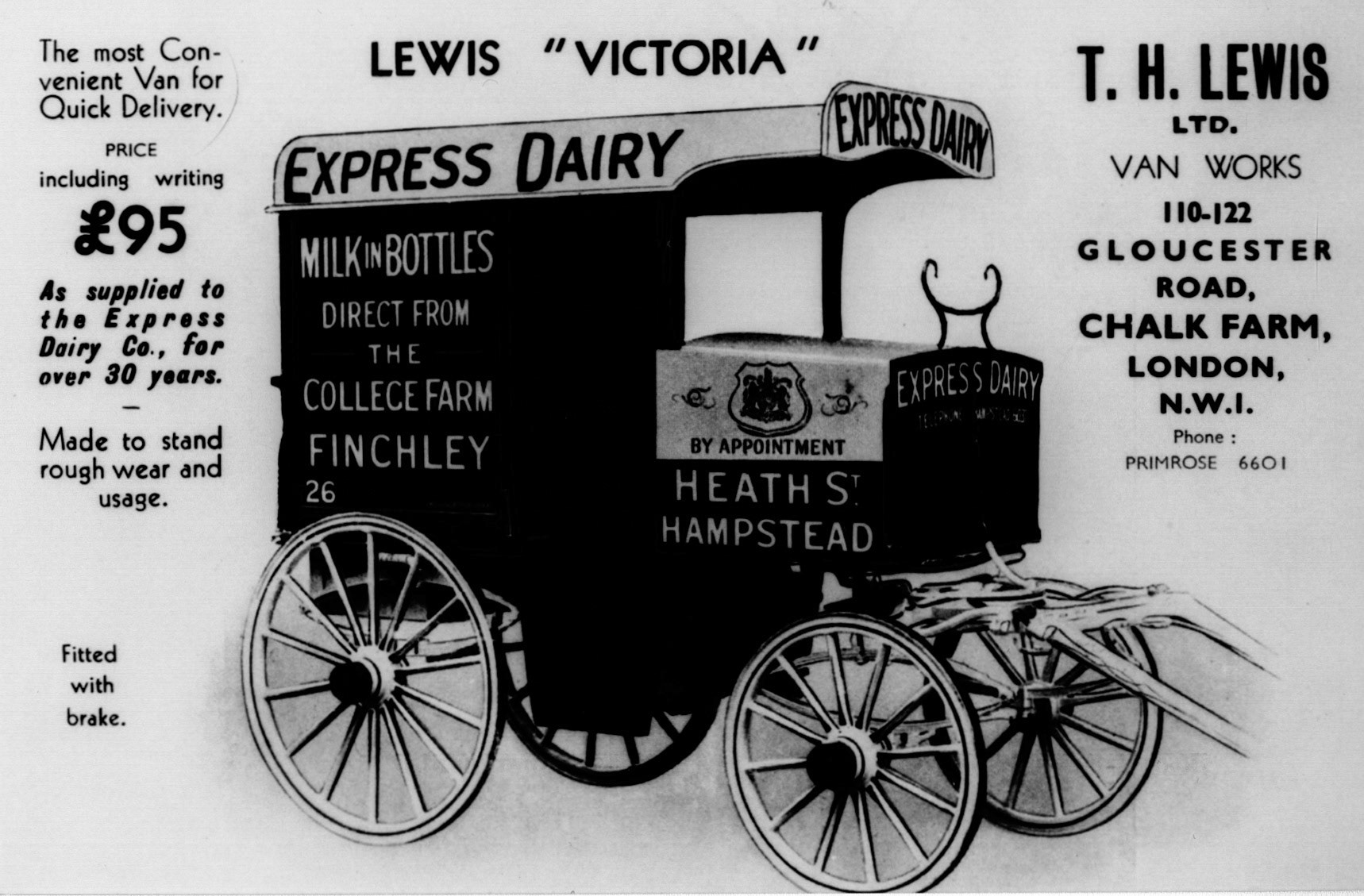 1900's TH Lewis advertisement - horse drawn cart (Courtesy Dave Fane)