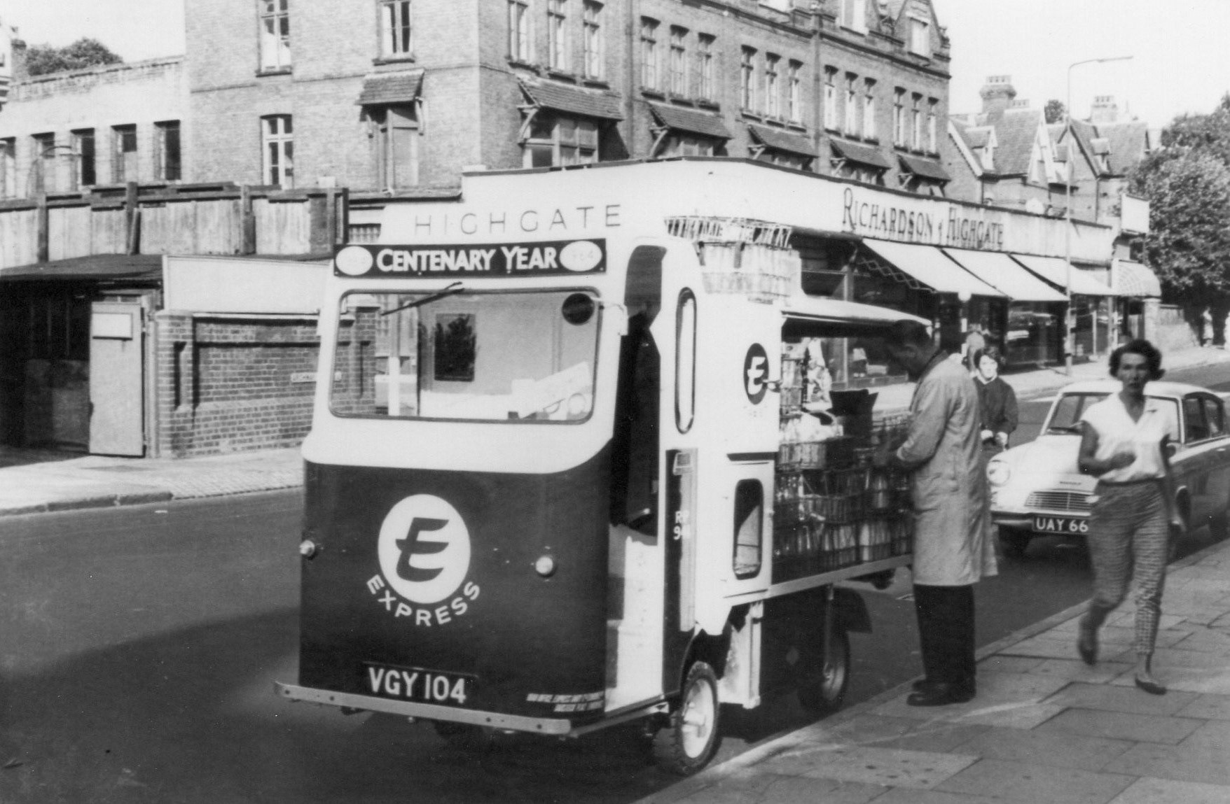 1964 Highgate 'Rider Pram' float Reg: VGY 104. Pictured at Archway Road, London N6 (Courtesy Michael Aldread)