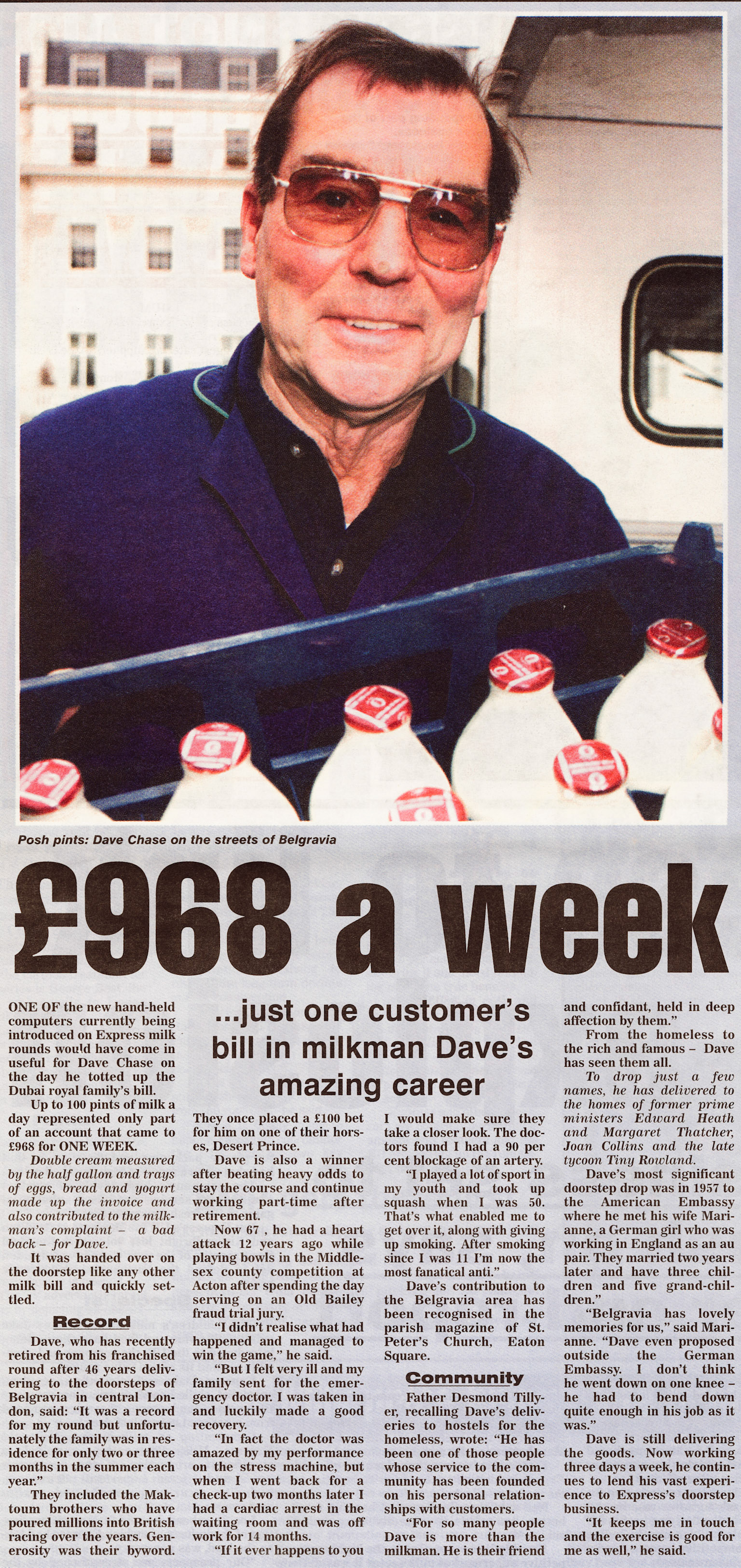 2000 Dave Chase recounts his experiences as milkman in Belgravia. (Courtesy Michael Aldread)