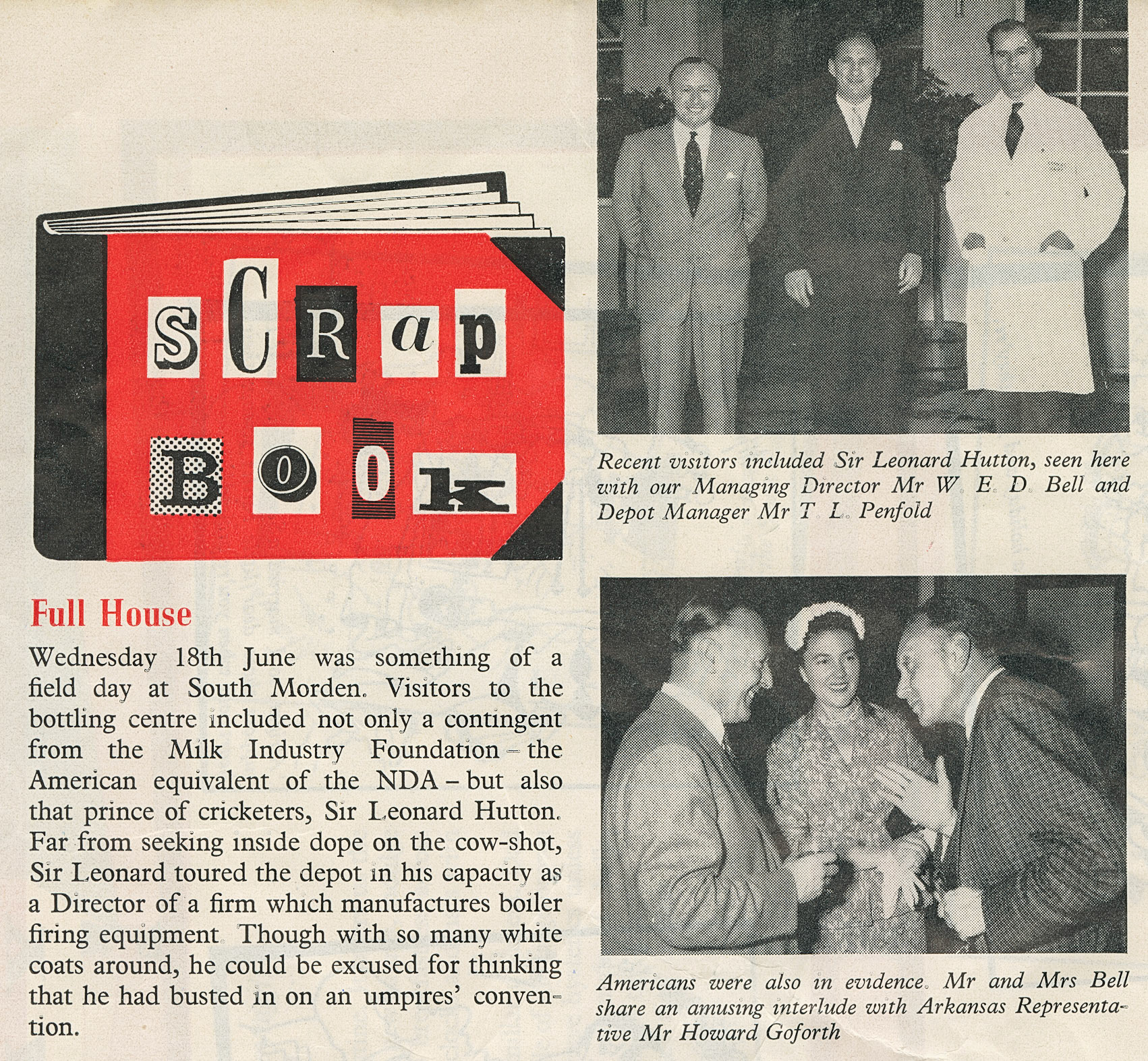 1958 Len Hutton visits South Morden