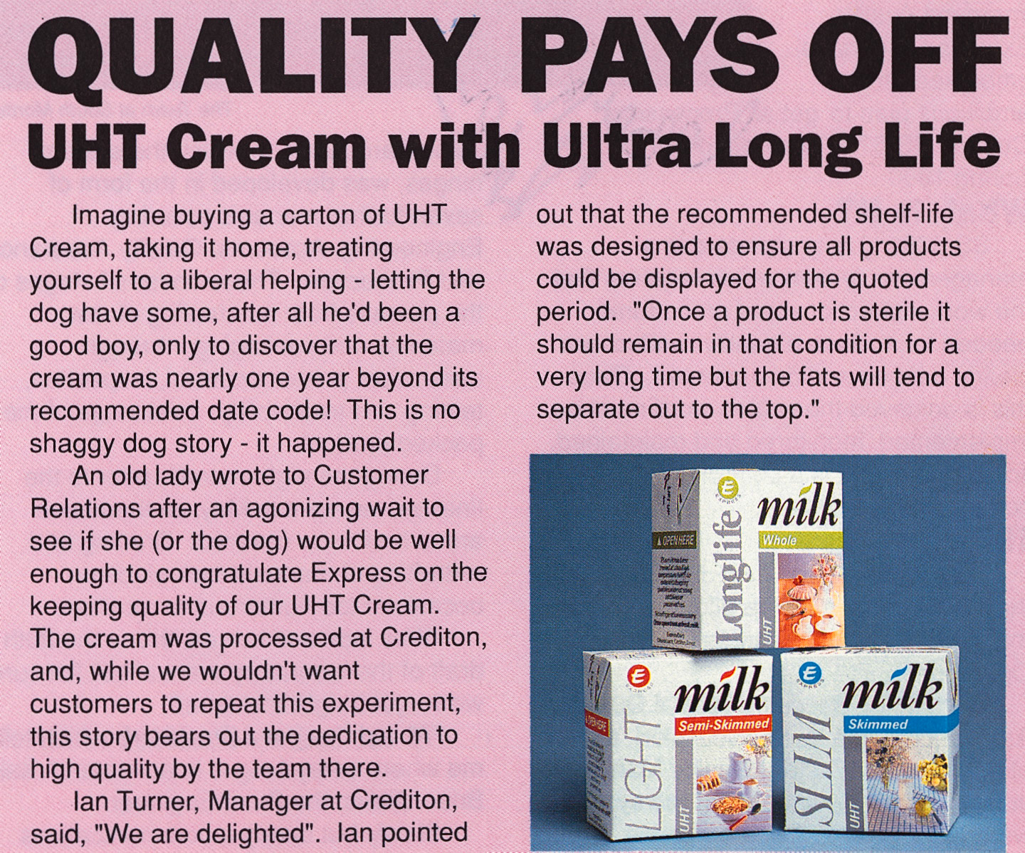 1989 Extra Long Life UHT Cream!!