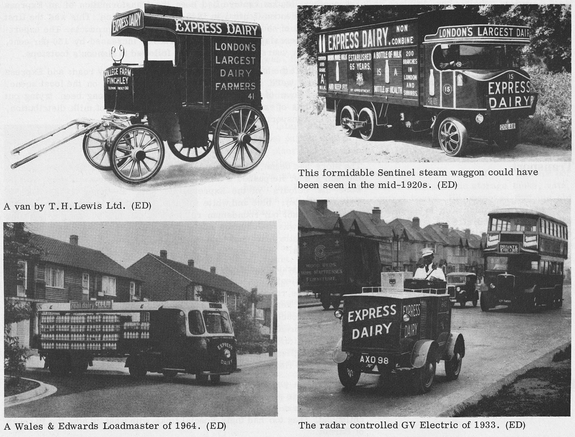 Milk Transport through the years - Illustration from 'Milk for the millions'