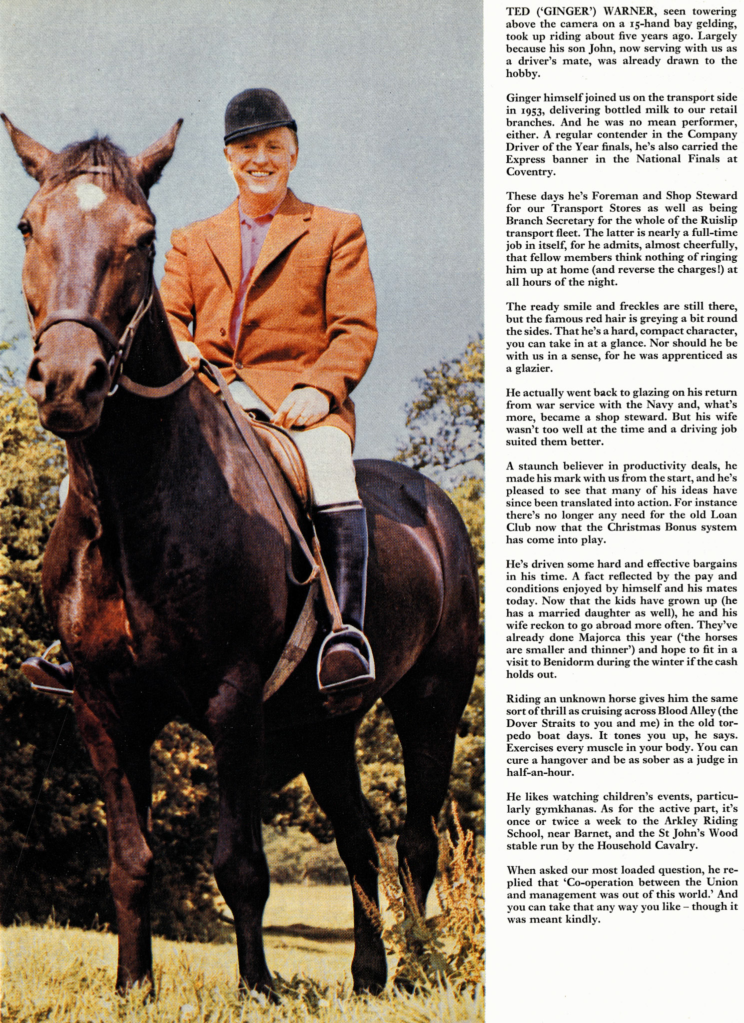 1971 Profile of shop stewards: Ted 'Ginger' Warner (Courtesy Doreen Williams)