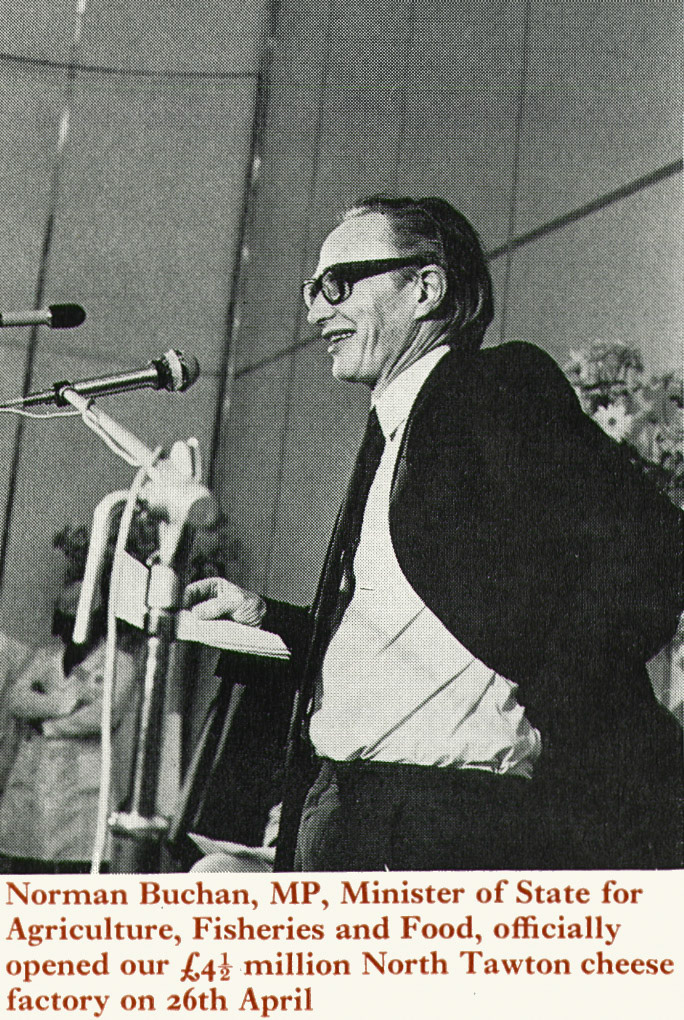 1974 North Tawton cheese factory was opened by Norman Buchan MP, MAFF. (Express News Summer)