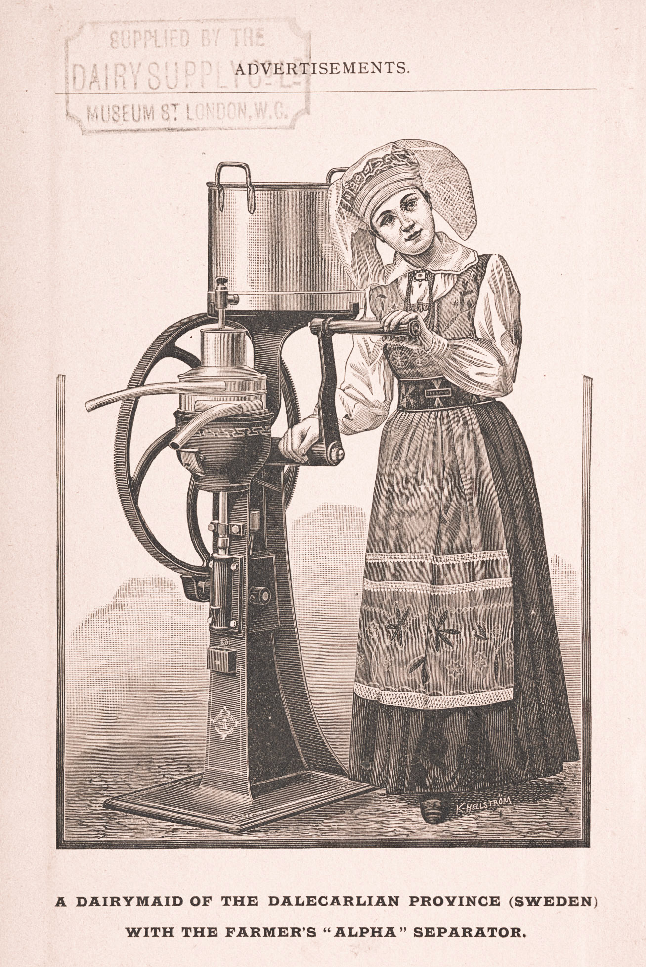 1896 Advertisement inside front cover of 'British Dairying' by Prof. J.P. Sheldon, Second Edition.