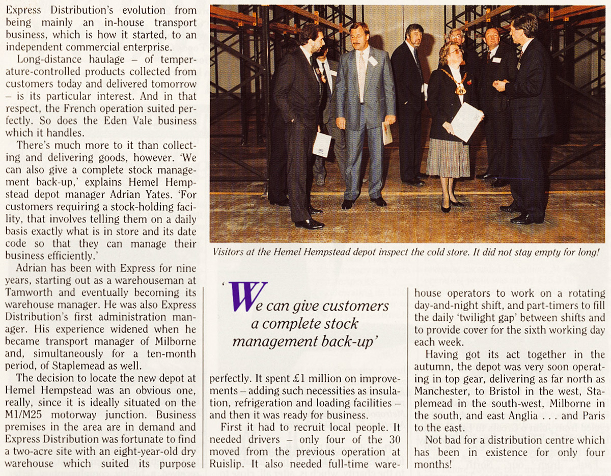 1989 Express Distribution at Hemel Hempstead handles service to France