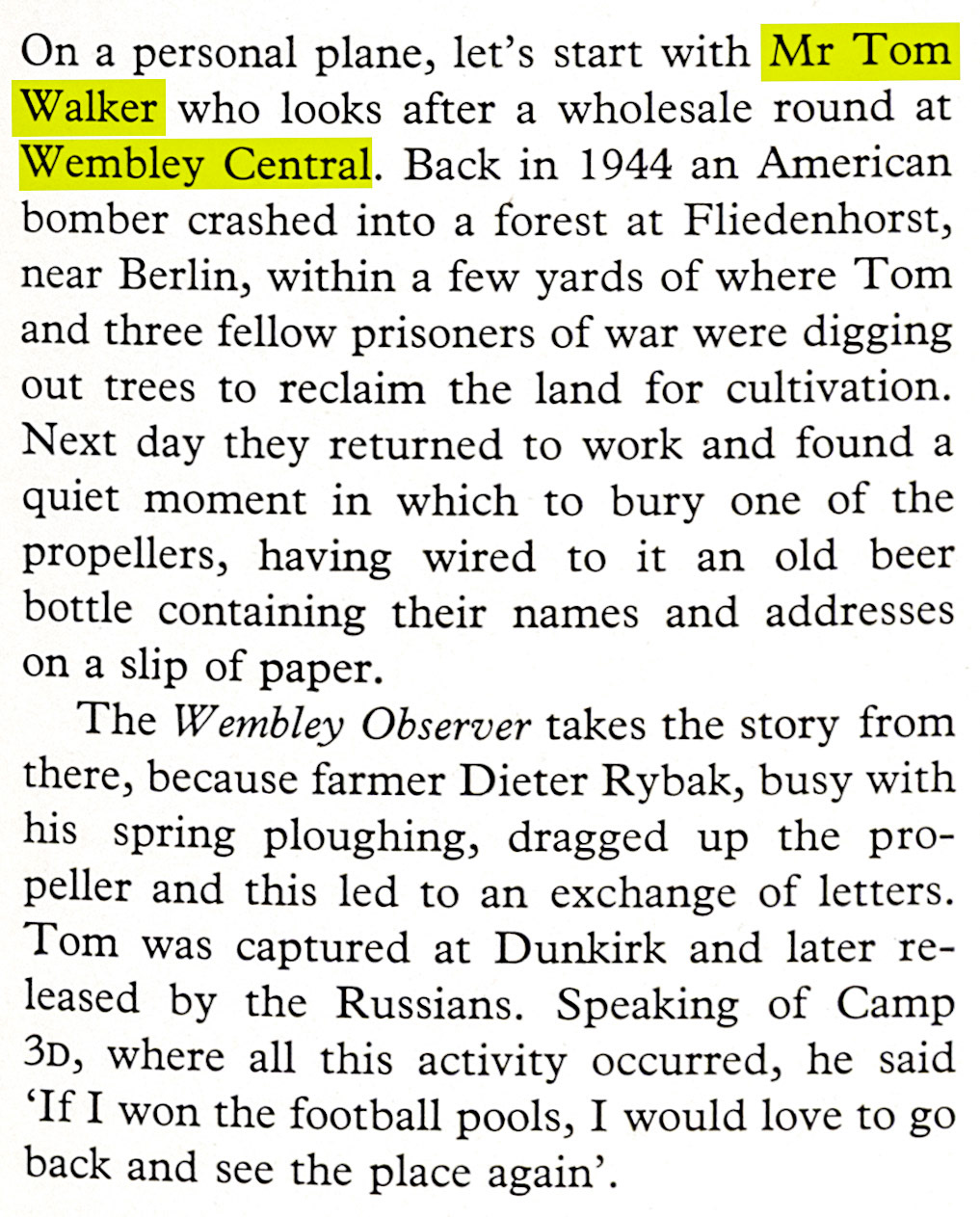 1961 Wembley Central wholesale roundsman Mr Tom Walker has his wartime memories brought back. (Express News Autumn)