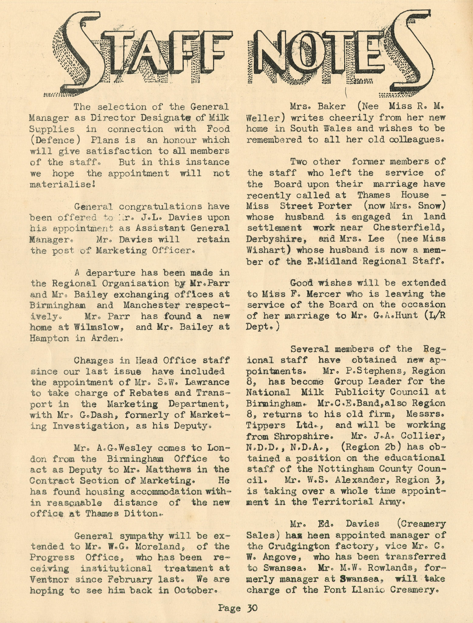 1939 'Milmarbo' in-house magazine, edition 4, published at the outbreak of WWII when staff were preparing to move to the newly constructed Thames Ditton HQ.  (Express Dairy Tales publication)