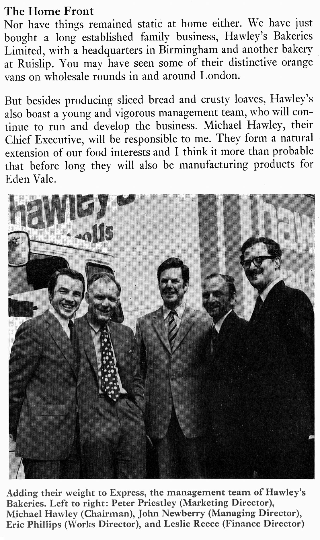 1973 Hawley's Bakeries join Express. (Express News Summer)