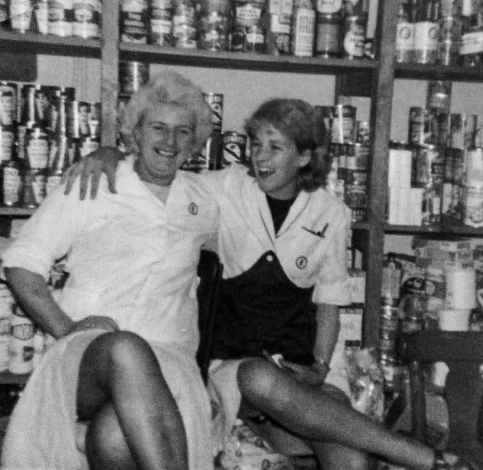 1966 Hemel Hempstead, Warners End shop. Sue Gilroy comments "Having too much fun at work-manager Jean Wood on the left, me on the right.!" (Courtesy Sue Gilroy)