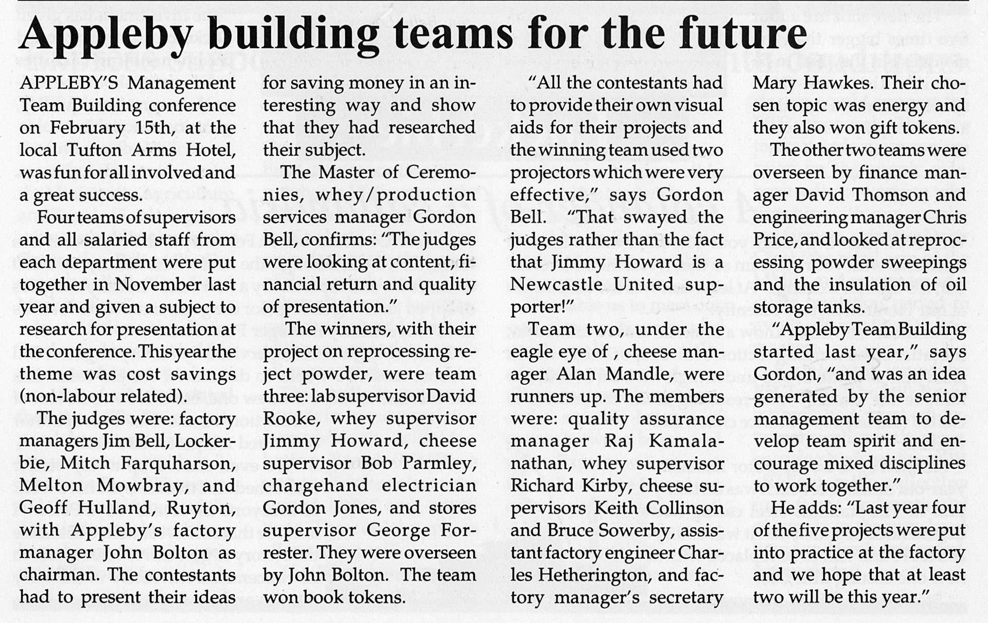 1990 Appleby Team-building conference