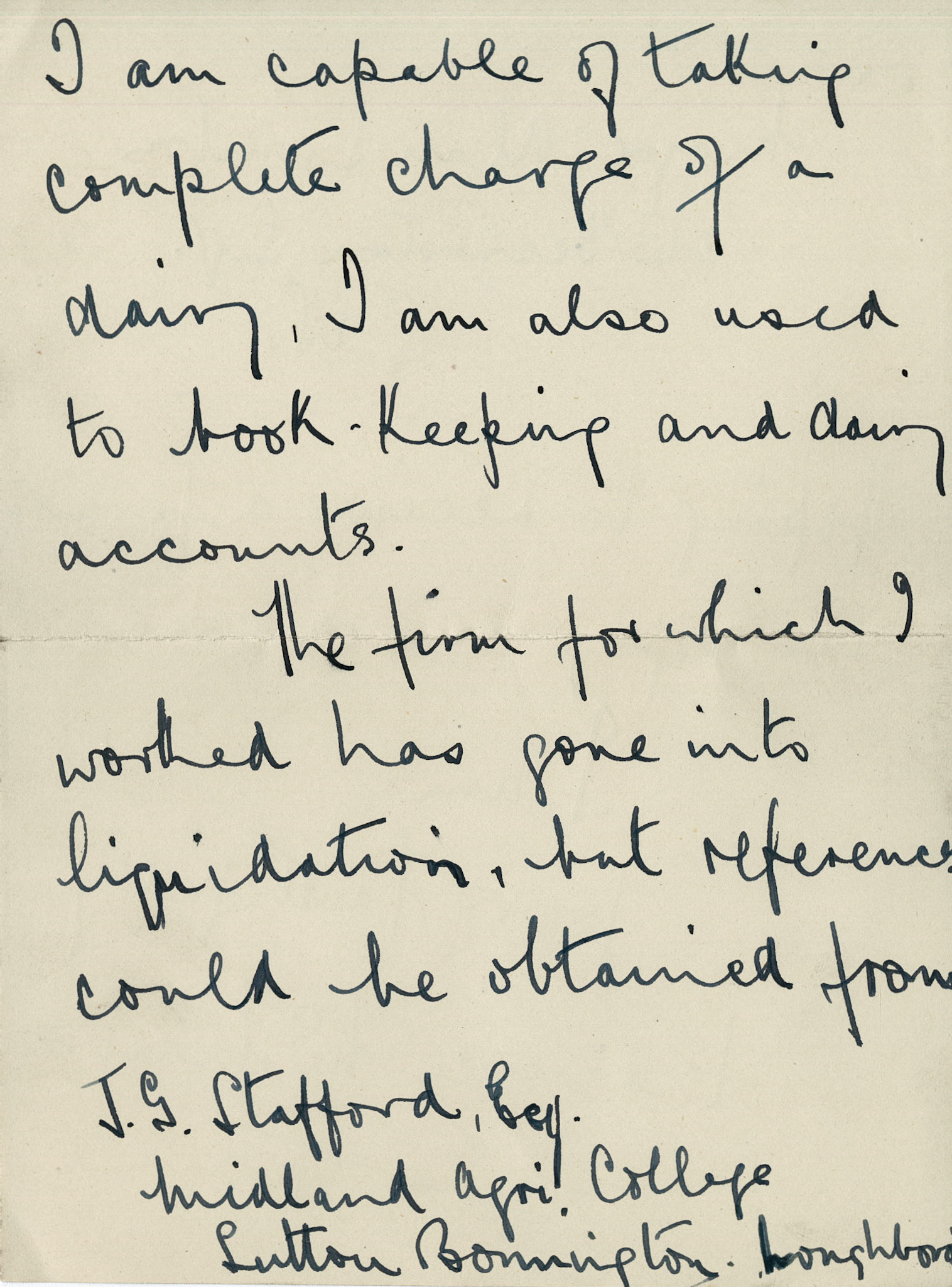 1930 Ruyton Co-operative Dairies-Cheesemaker Job Applications-Mr Laurence McNair