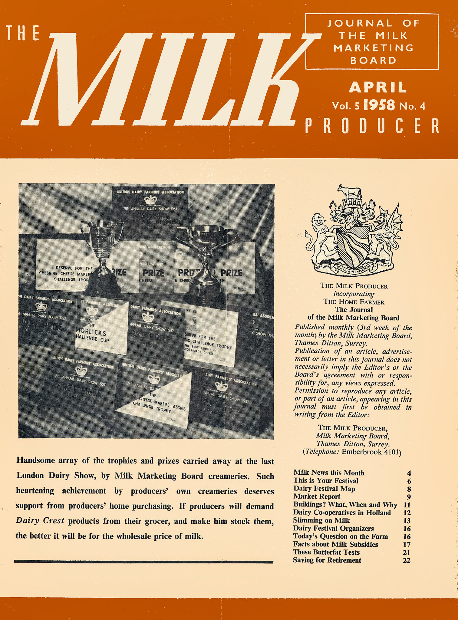 1954 Milk Producer magazine-April Front Cover (Express Dairy Tales archive)