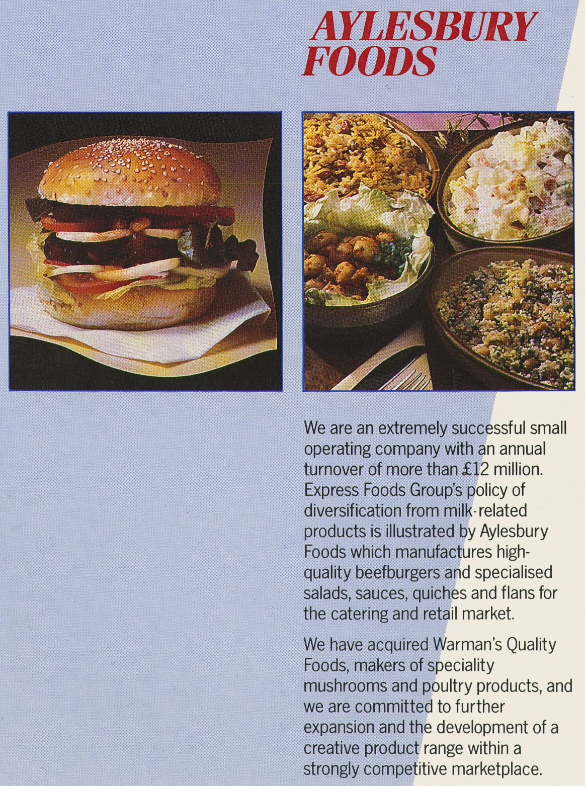 1987 Graduate Recruitment Brochure 'A New Perspective'- Description of Aylesbury Foods operations. (Courtesy Soo Rose-Cook)