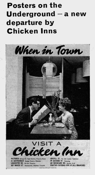 1966 Chicken Inn London Underground poster (Express News Summer 1966)