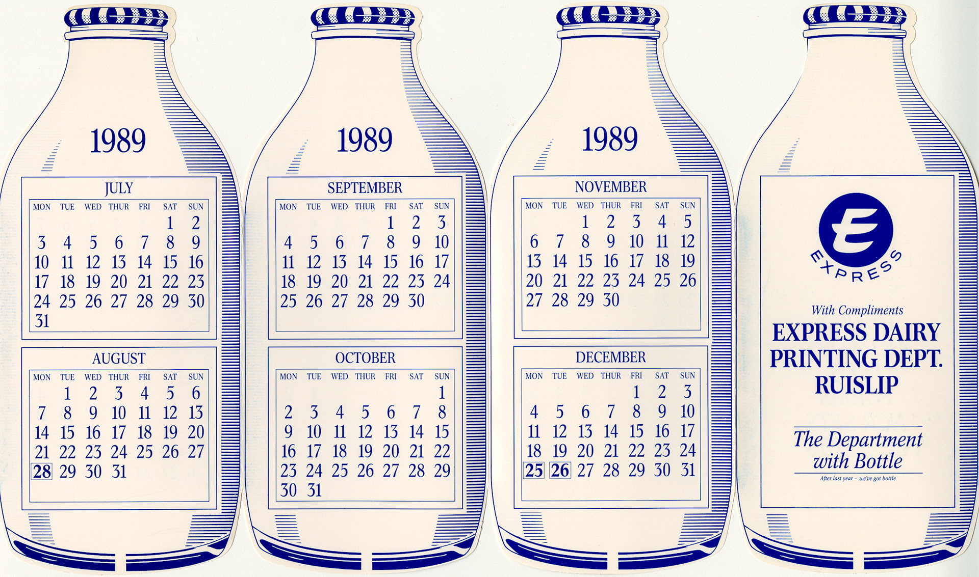 1989 South Ruislip Printing Dept Calendar (Courtesy Beryl Purslove)