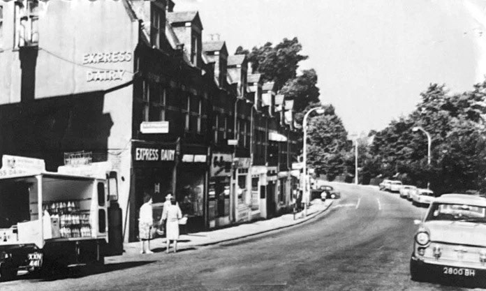 1963 postcard view of Northwood Express Dairy shop and milk float, in Green Lane. (Courtesy dickycfc. eBay)