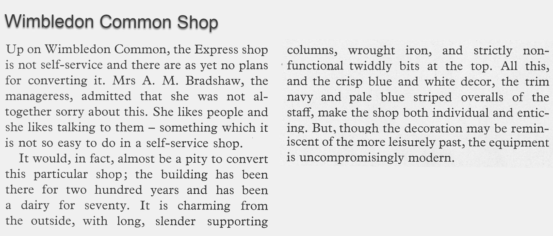 1961 Wimbledon Common shop visit, from Express News shops feature (Express News Summer)