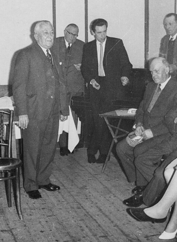 "Alan Waters, Mr Gurden, Tony Bishton, Bill Childs(standing by wall)" (Joe Lyons Collection)