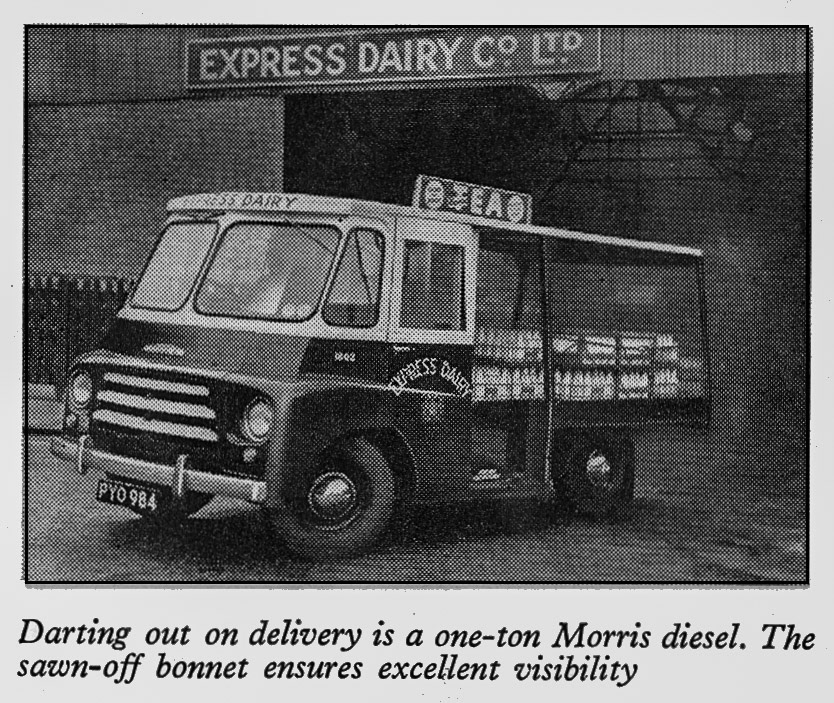 1956 One-ton Morris Diesel delivery float: from album showing 30 years of progress in transport fleet. (Express News July)